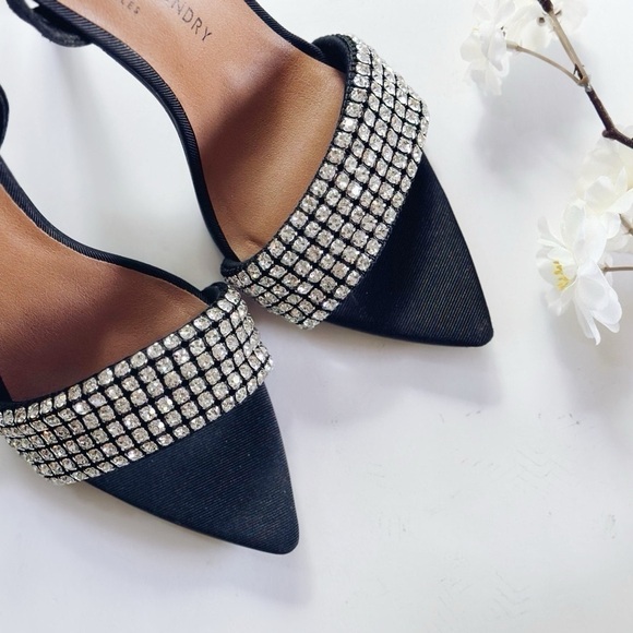 New Chinese Laundry Justine Sandal Black Rhinestones Ankle Strap - Picture 4 of 10